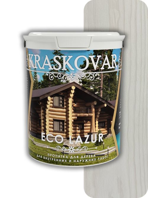 Пропитка для дерева Kraskovar Eco Lazur, белый 2л